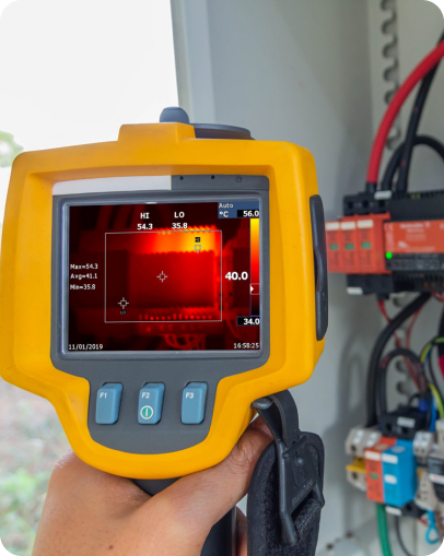 Yellow condition monitor assessing gear equipment for optimal performance and maintenance.