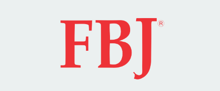 FBJ logo in bold red uppercase letters with a serif font.