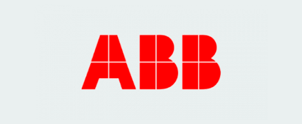 ABB logo in bold, segmented red uppercase letters.