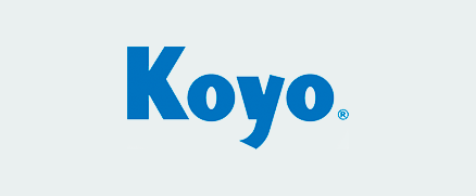 Koyo logo in bold blue letters on a light background.