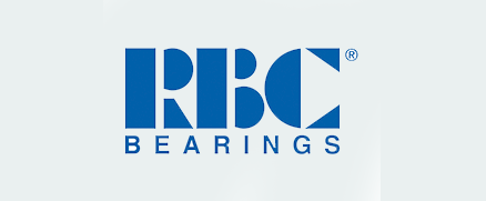 RBC Bearings logo with stylized blue "RBC" initials and "Bearings" in smaller blue text below.